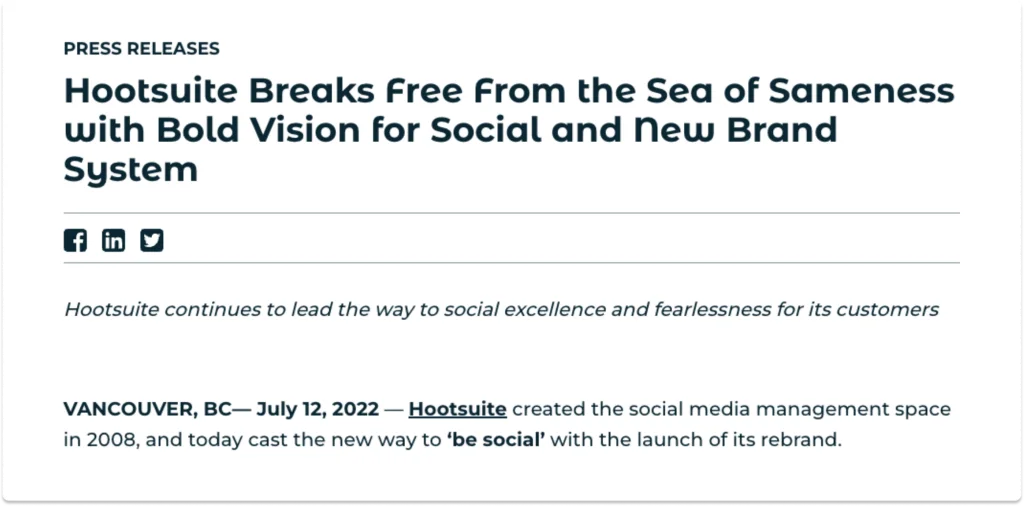Contoh press release untuk rebranding perusahaan